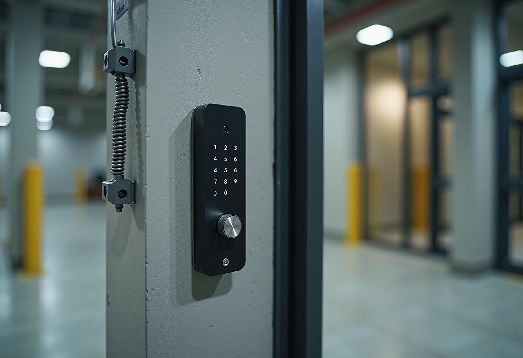 Keypad and reader on masonry column